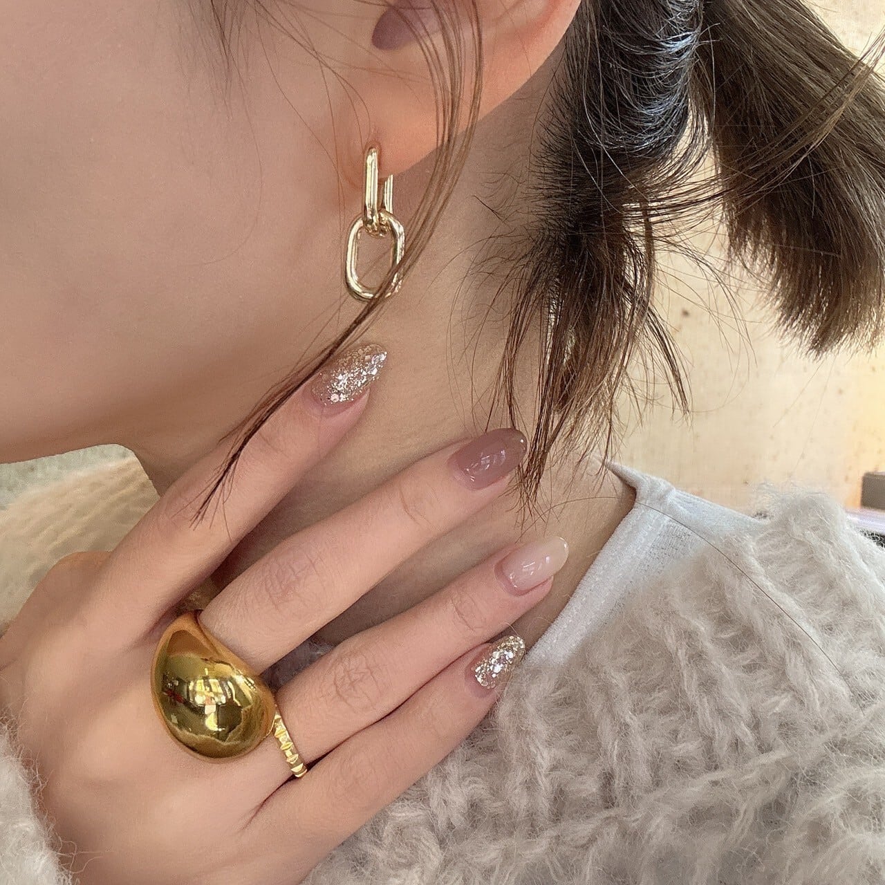 Wフープゆらゆらピアス | eclacoco