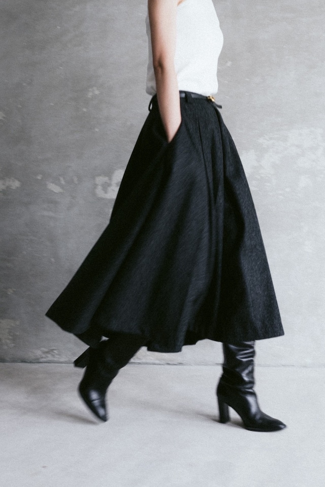 WOOL FLARE  SKIRT (CHARCOAL)4月上旬頃発送