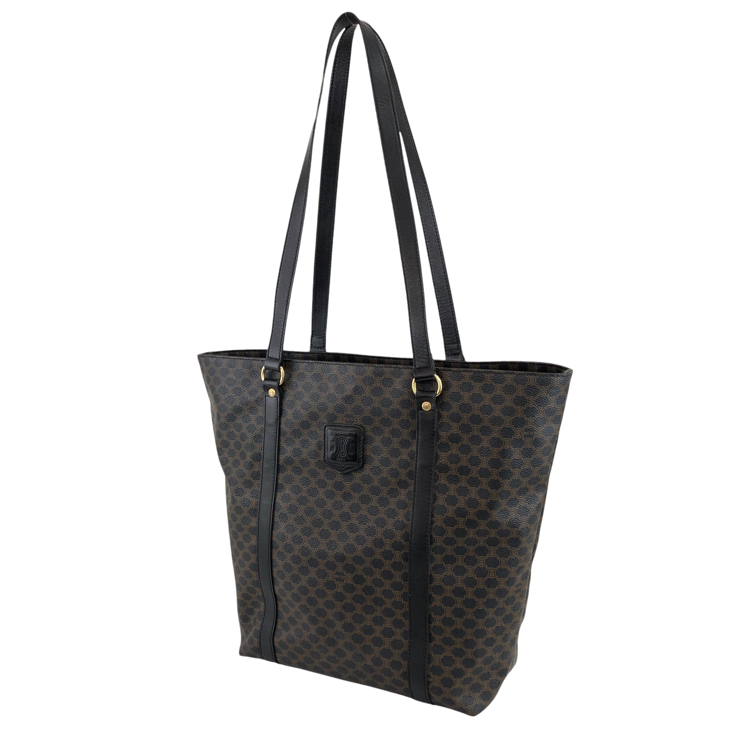 CELINE セリーヌ マカダム ショルダーバッグ ブラック ブラゾン型押し