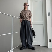 【受注予約：10月上旬入荷予定】Velour Cord Wide Straight Sweat PT/charcoal gray