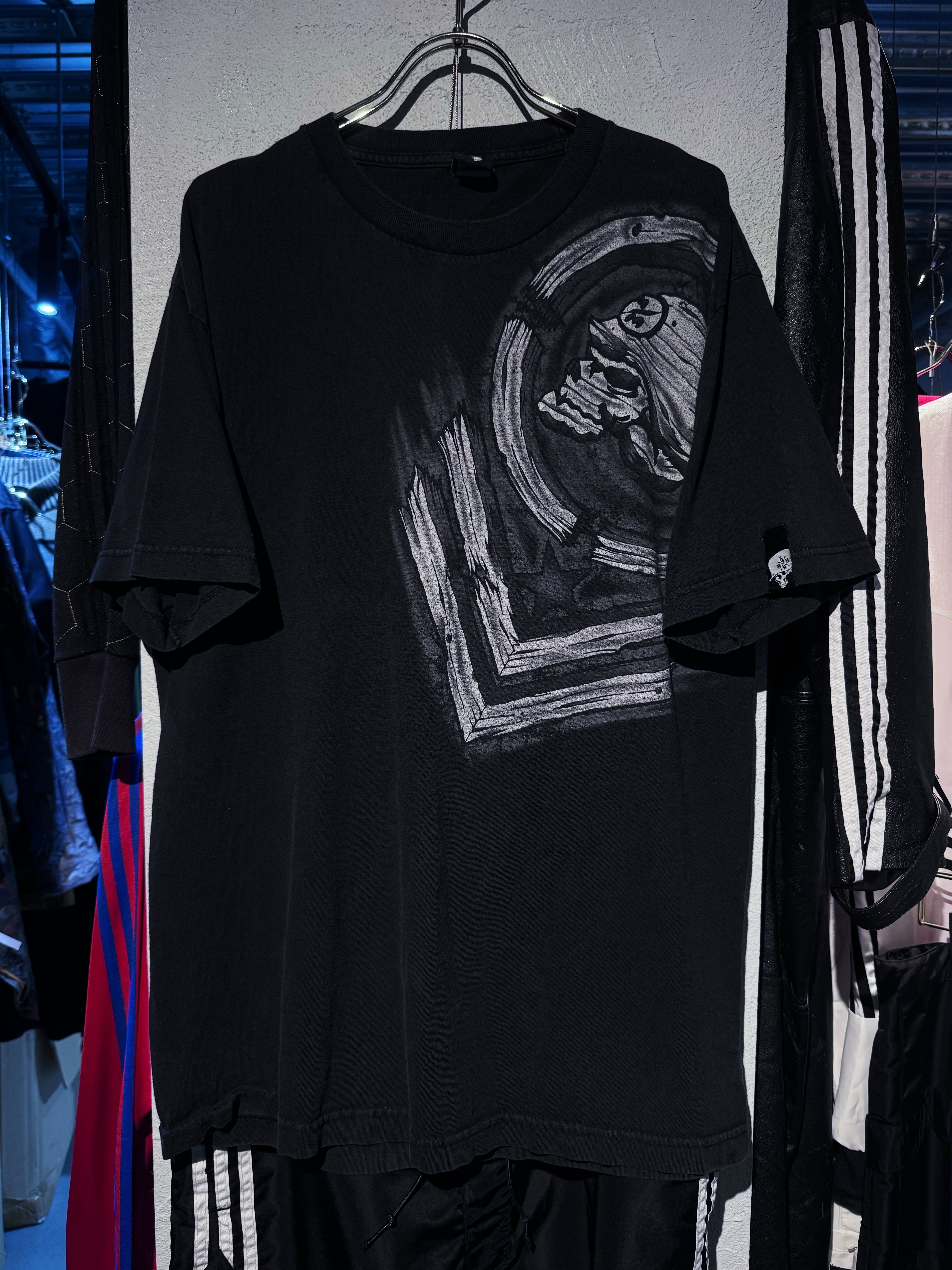 【D4C】vintage military skull design box silhouette S/S T shirt