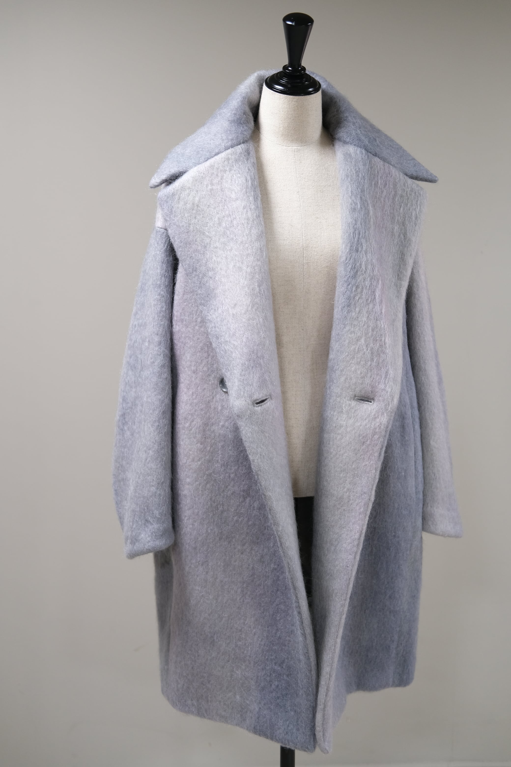 Mame Kurogouchi】Gradient Dye Mohair Double-Breasted Coat - grey