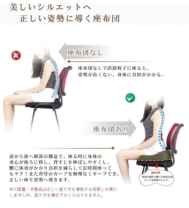 IKSTAR チェアパッド 低反発 椅子 クッション 裏面は滑り止め加工され 通気性 ブラック