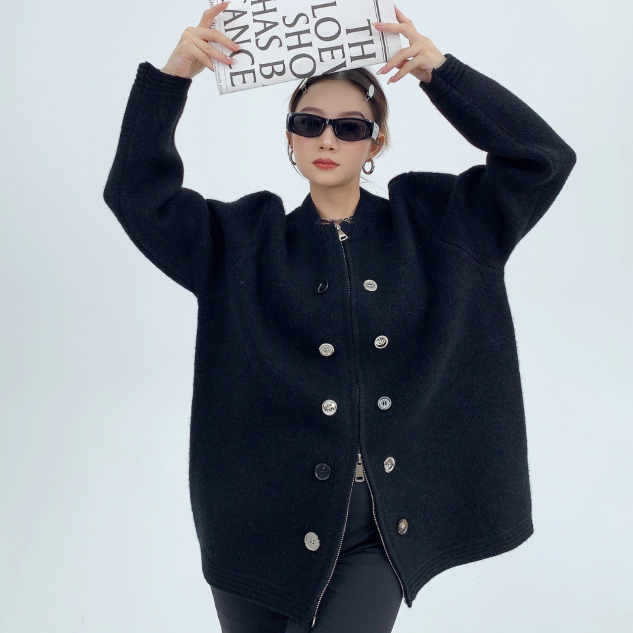 Zip-up sweater coat (ME172)