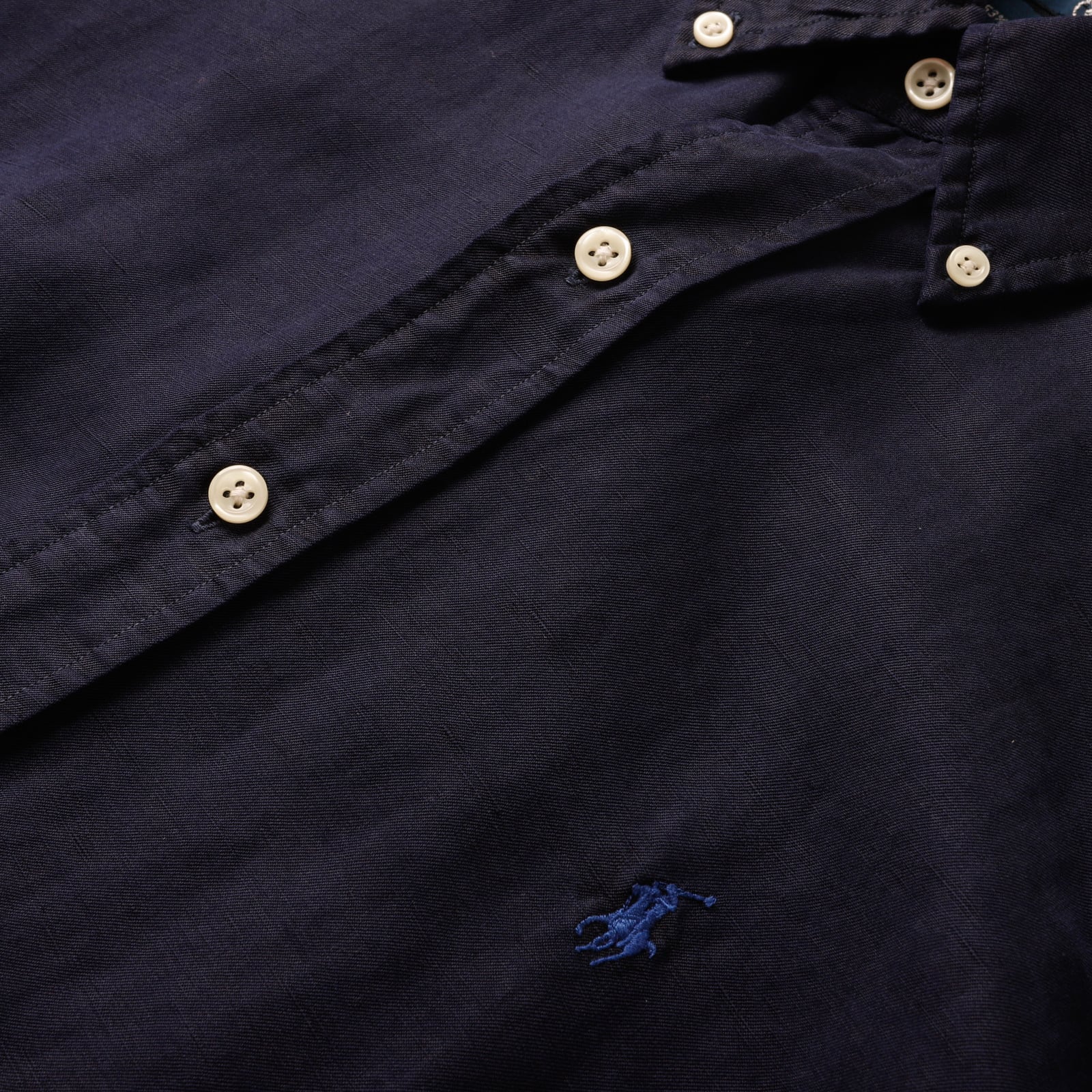 極美品】80s Ralph Lauren special silk linen shirt navy big size