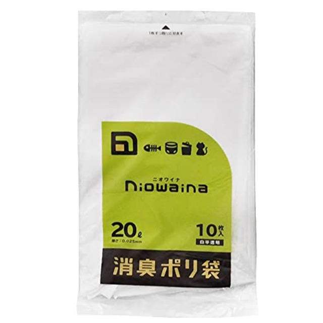 日本サニパック 消臭袋 防臭袋 ニオワイナ 消臭 白 半透明 20L 10P ゴミ袋 ポリ袋 SS20