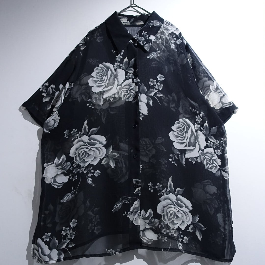 Black Flower Pattern Desgin S/S Shirt