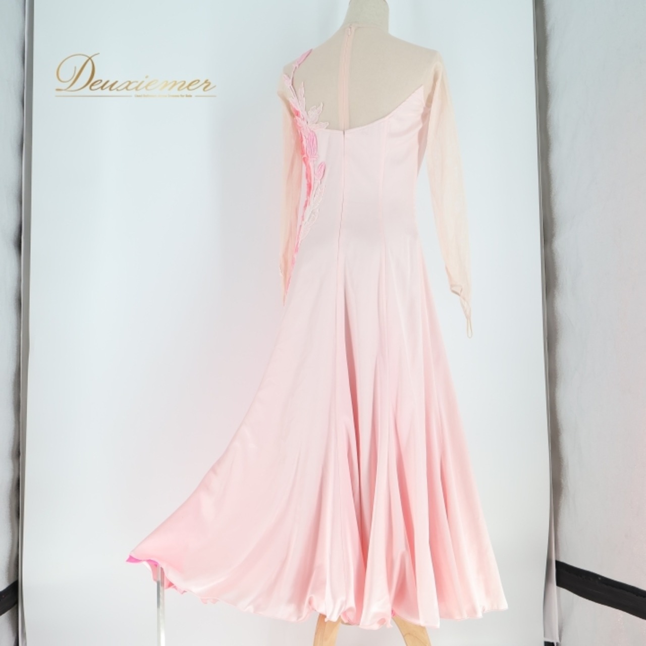 社交ダンス 衣装 スタンダードドレス スタンダード ドレス ワンピース 長袖 インザムード in the MOOD ピンク系 パーティ 発表会 軽い 日本製 パーティードレス ダンス衣装 女性用 Mサイズ コスチューム おしゃれ かわいい 軽量 薄手 ダンス 発表会用