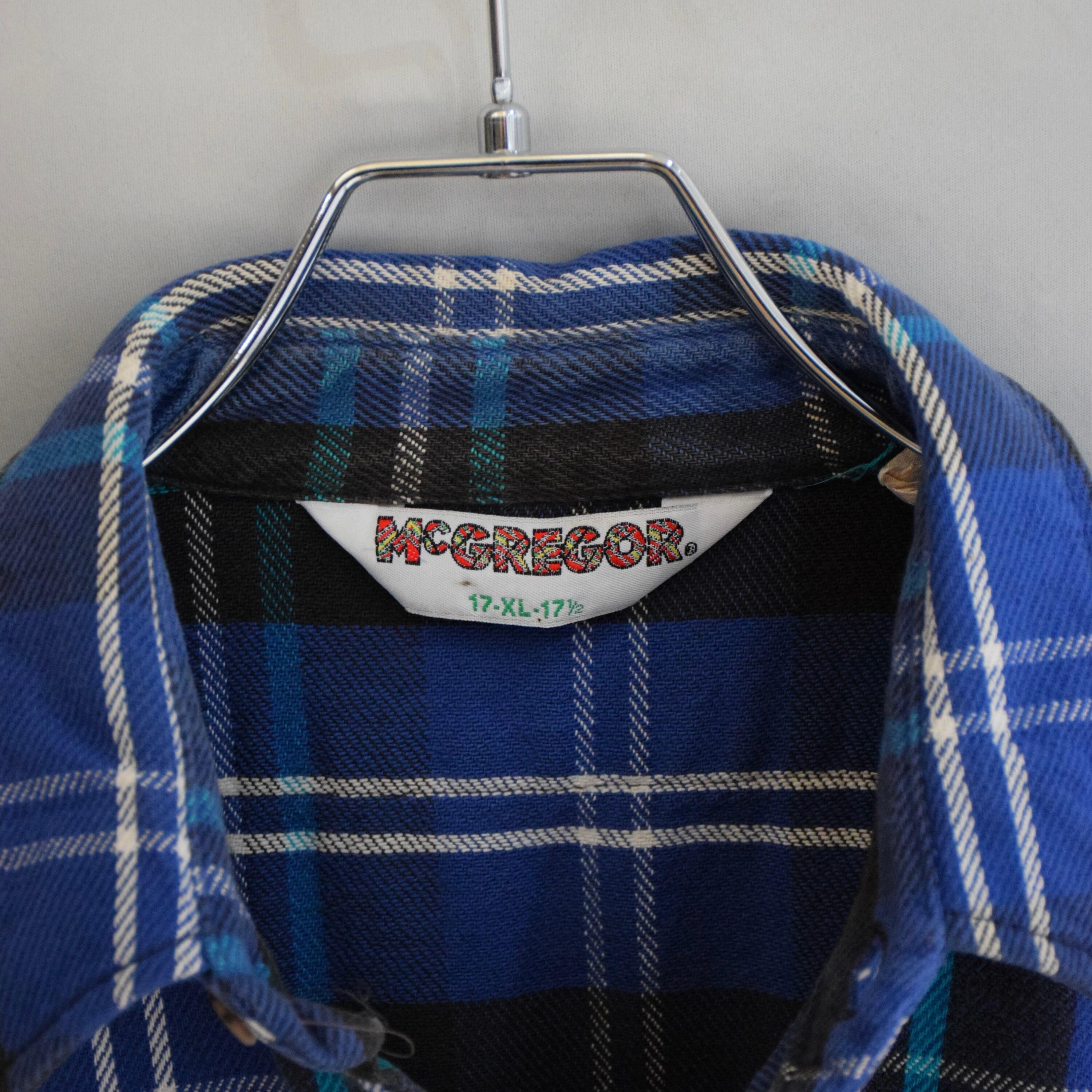 70~80's USA製 McGREGOR ヘビーフランネルシャツ メンズXL ブルー