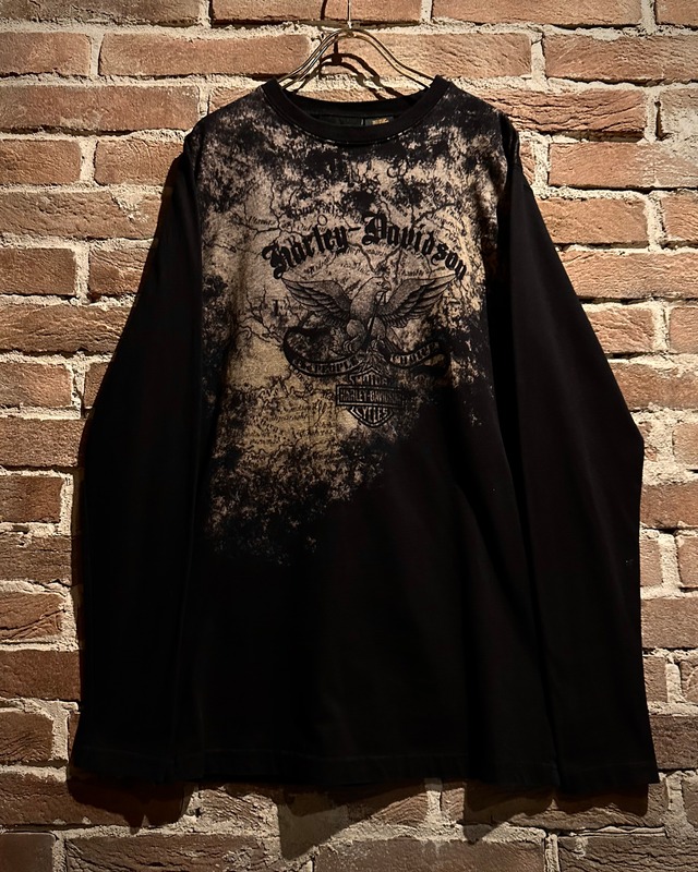 【Caka act3】“Harley-Davidson” Map Design Vintage L/S T-Shirt