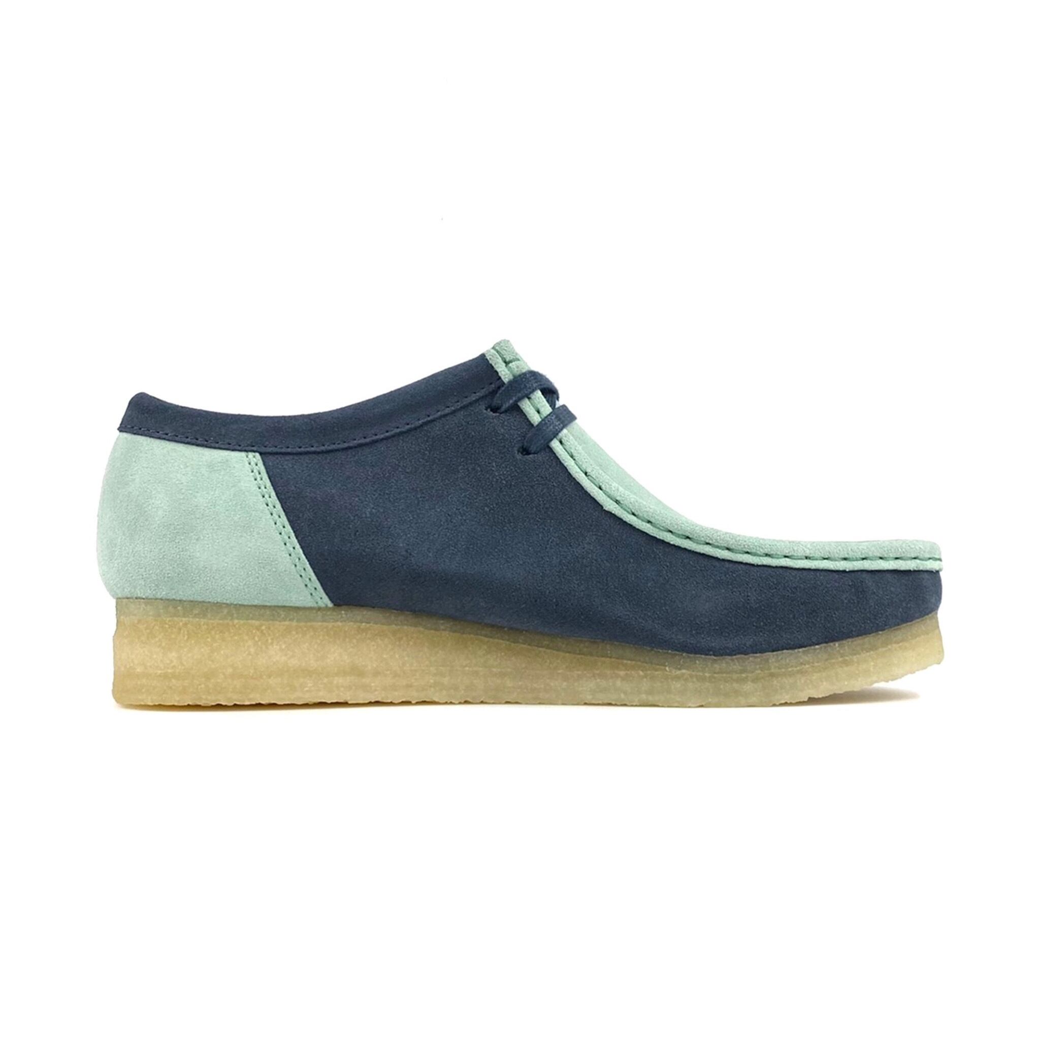 green and blue wallabees