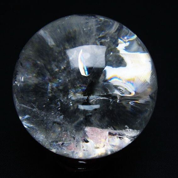 水晶 丸玉 虹入り 57mm スフィア 置物 水晶玉 一点物 151-8832