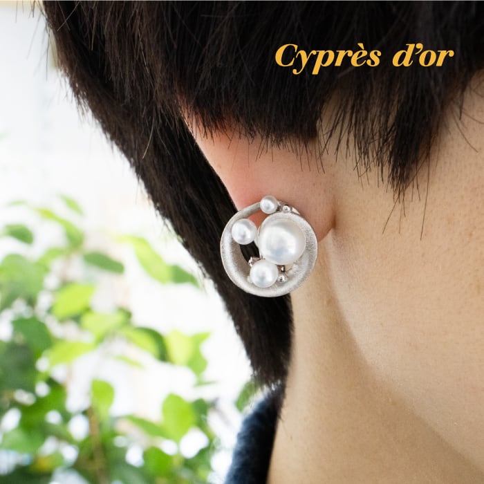 silver925》淡水パール 渦巻きイヤリング D-38 | Cypres d