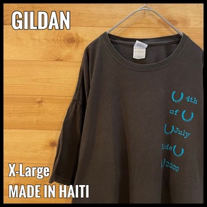 【GILDAN】ロゴ バックプリント Tシャツ ダークブラウン XL ビッグサイズ US古着