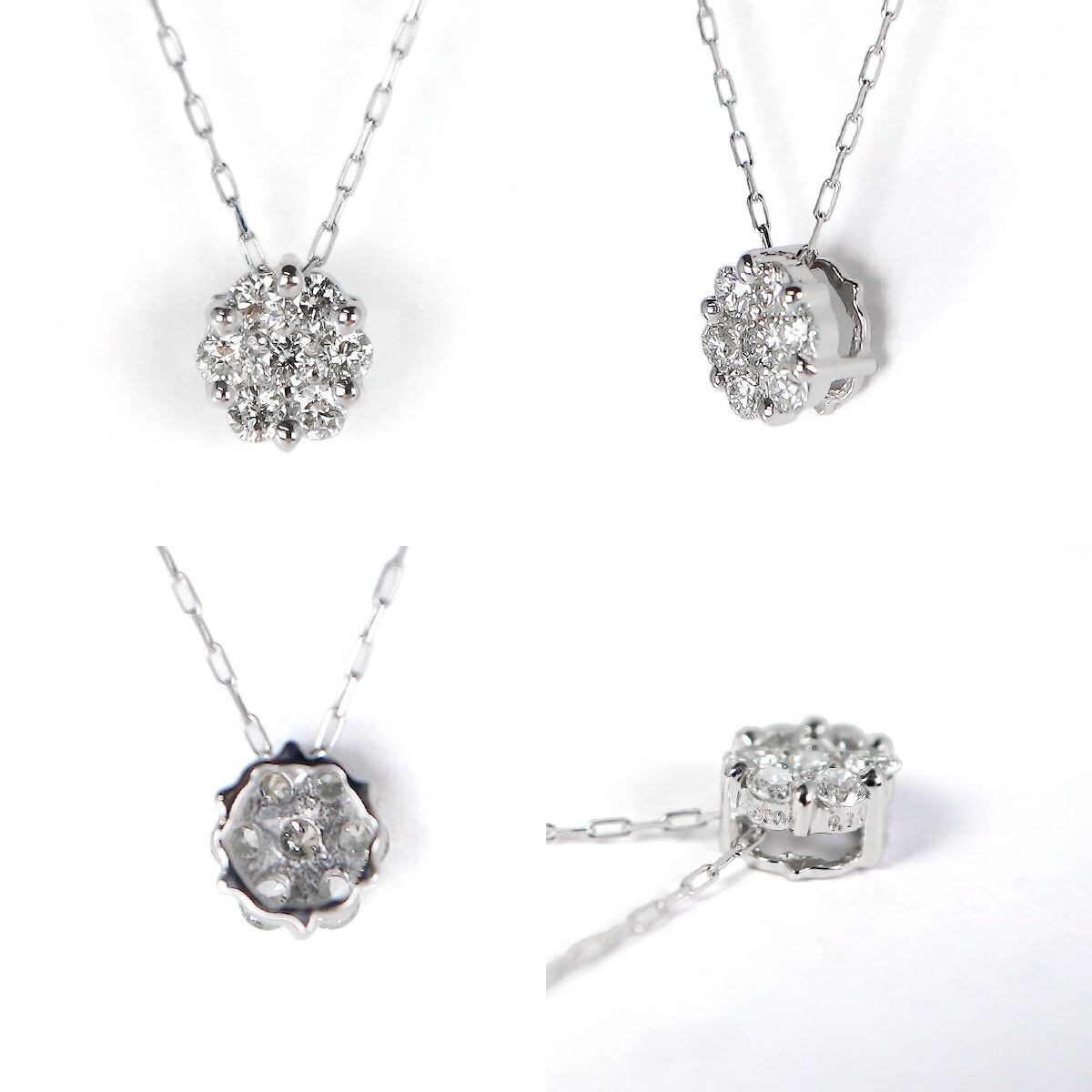 在庫限り】Pt900 ダイヤモンド0.1ct フラワー ネックレスorリング