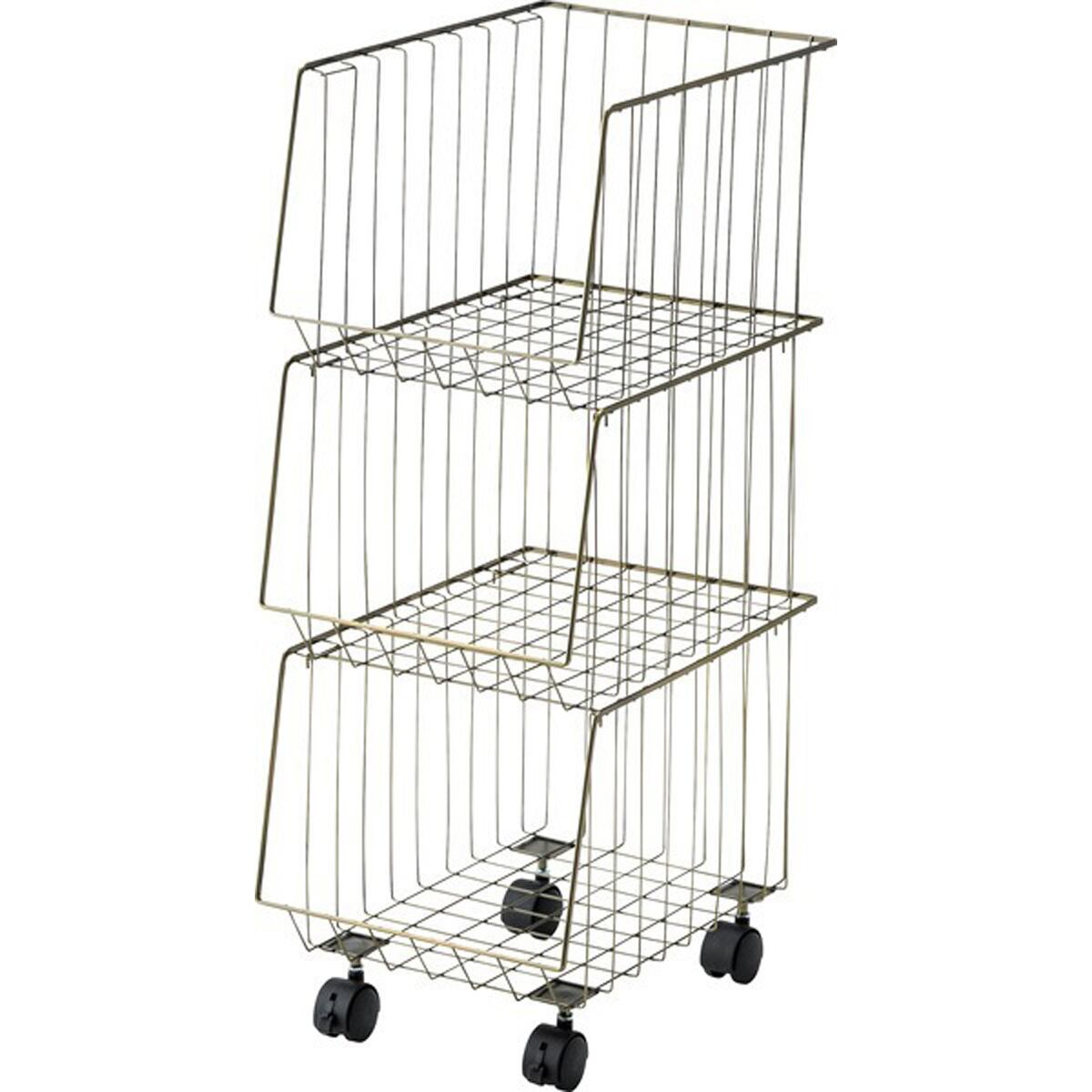 スタッキングワゴン ワゴンラック 3段 積み重ね 収納 収納ワゴン インテリア おしゃれ キッチン 隙間 アンティークゴールド ブラック ホワイト 金 黒 白