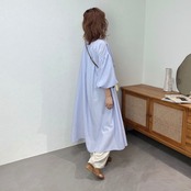 V neck slit gather OP/lavender