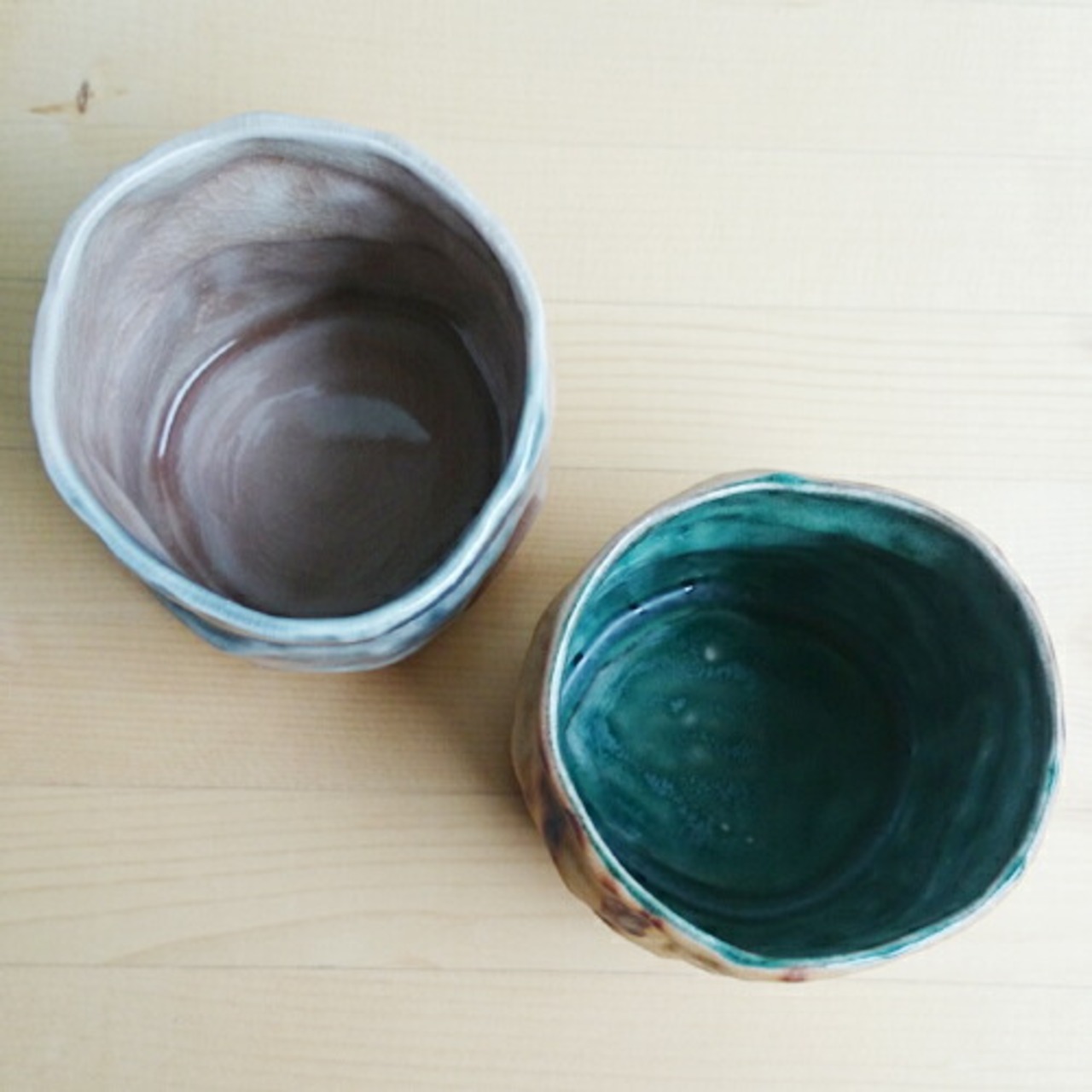 有田焼　石面グラス　【米釉グレー流し・火だすき内織部】 1-059