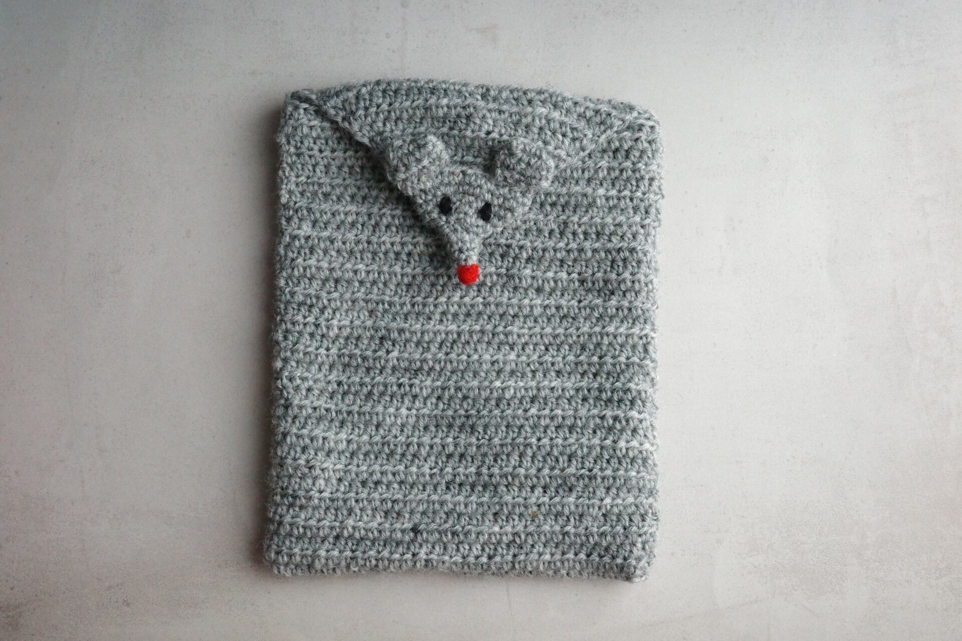 ねずみの文庫サイズポーチ(15×12.5cm)