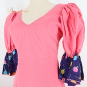 フラメンコ 衣装 ワンピース ドレス ピンク 紺 花柄 MATY ボランテ フリル レトロ ダンス 発表会 パーティ ピンク系 ネイビー系 舞台 衣裳 可愛い おしゃれ 大人用 フラメンコドレス フリルスカート ワンピーススタイル ダンス衣装 女性用 イベント