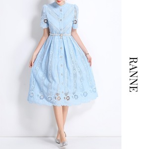 Blue Lace Bloom Dress　a0176