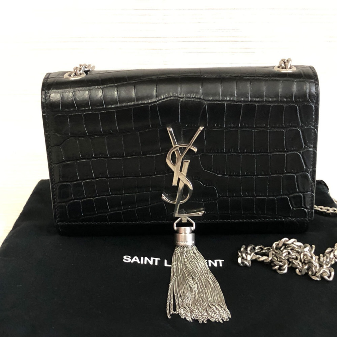 SAINT LAURENT サンローラン ケイトタッセルスモール クロコダイル 