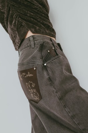 Wide Bell Bottom Denim Pants / UNISEX / GRAY