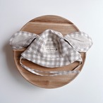PUPPY WHITE GINGHAM （耳ストレート）タイプ：Hat / ツバ： Straight / 耳：Neutral