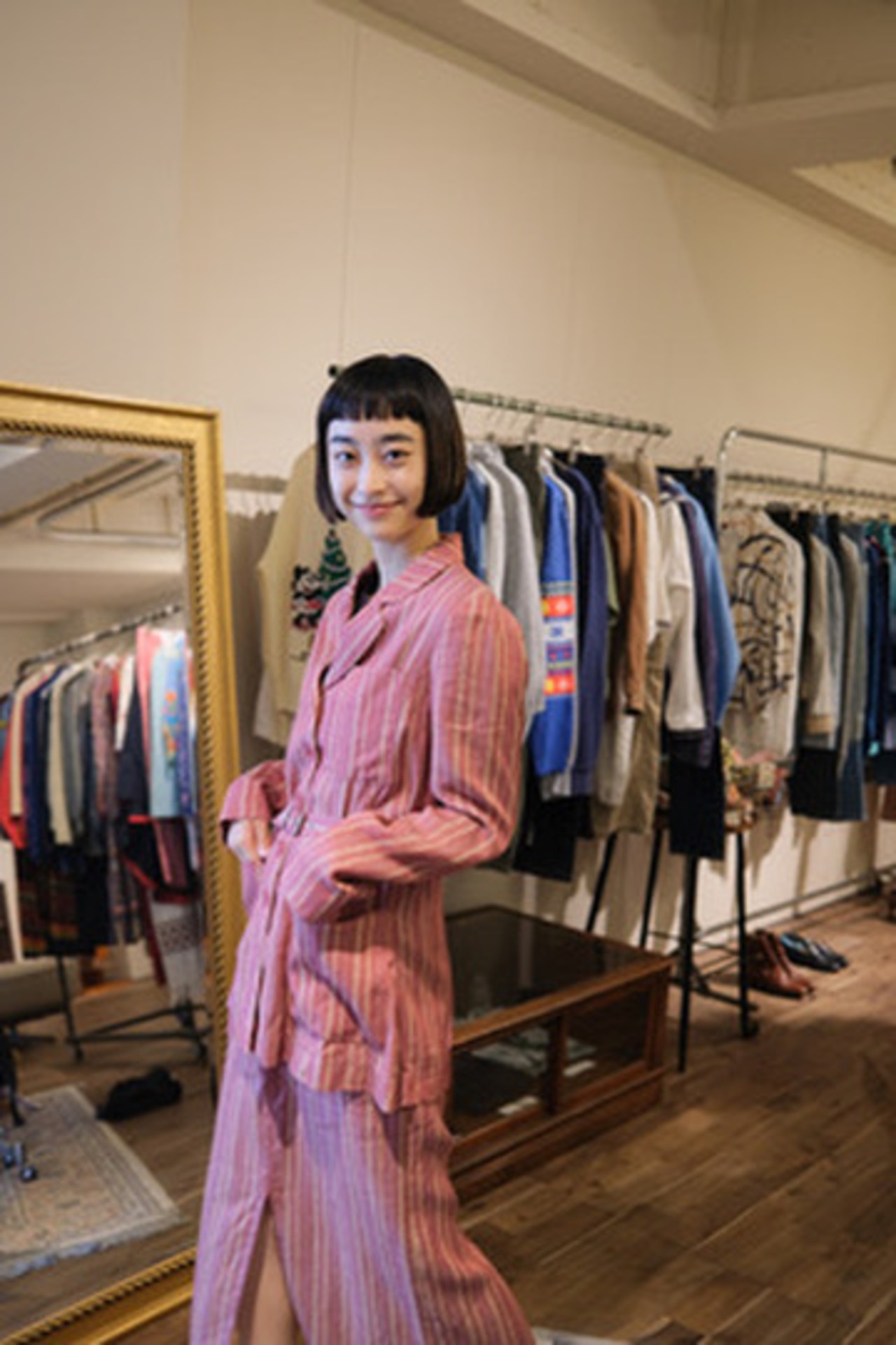 KENZO ストライプレッドセットアップ　スカート