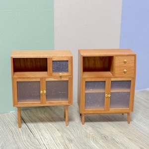 020-30073　ミニチュア家具　＊1/6サイズ＊　cabinet&shelf　キャビネット引き戸　Natural