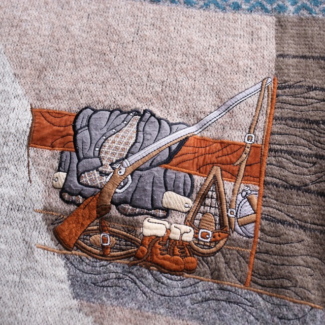 front patch work design loose knit