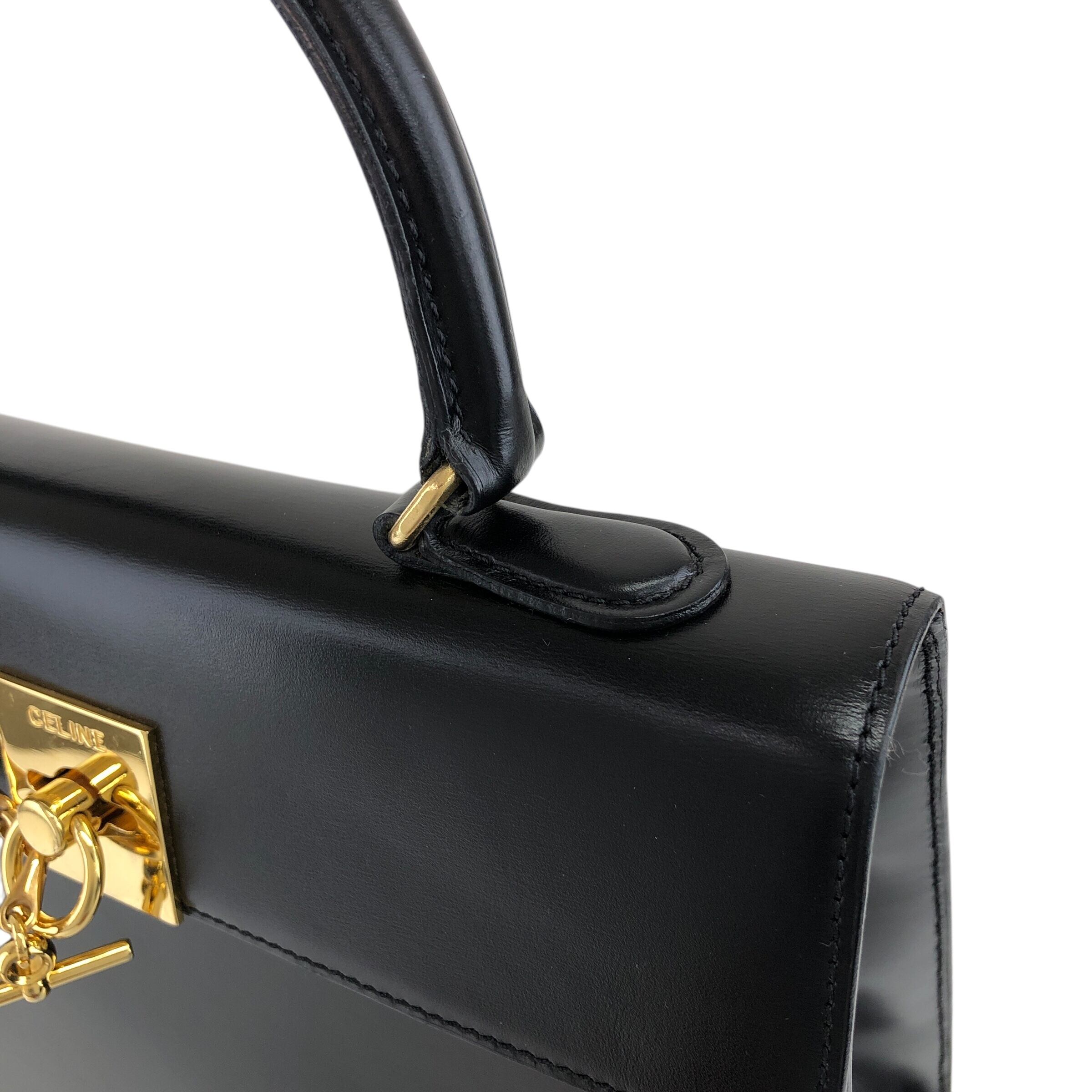CELINE セリーヌ ハンドバッグ ブラック ガンチーニ チェーン レザー