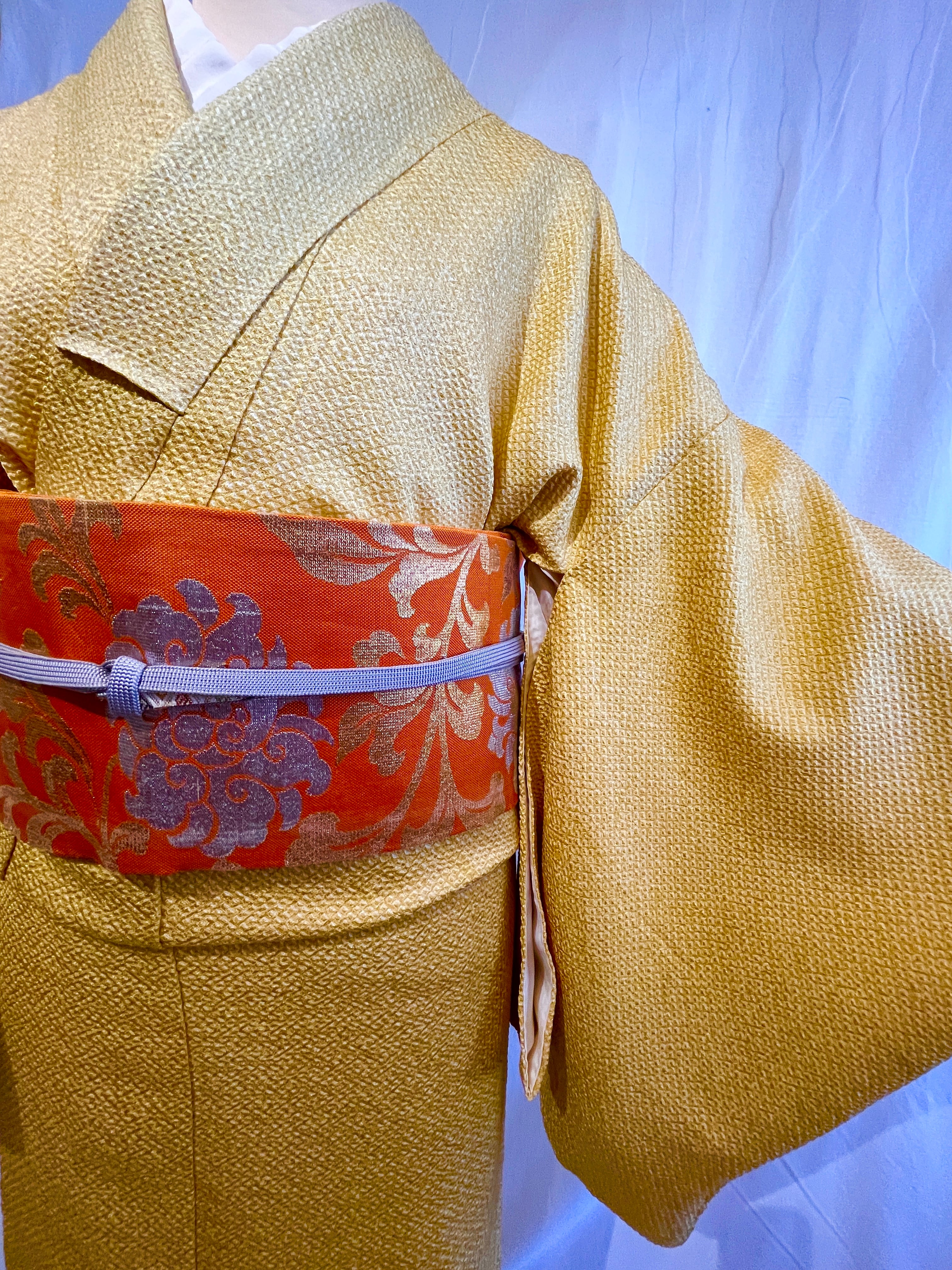 2302 高身長 総絞り 小紋 Komon Kimono | リサイクル着物と着物 2302 高身長 総絞り 小紋 Komon Kimono | リサイクル着物と着物