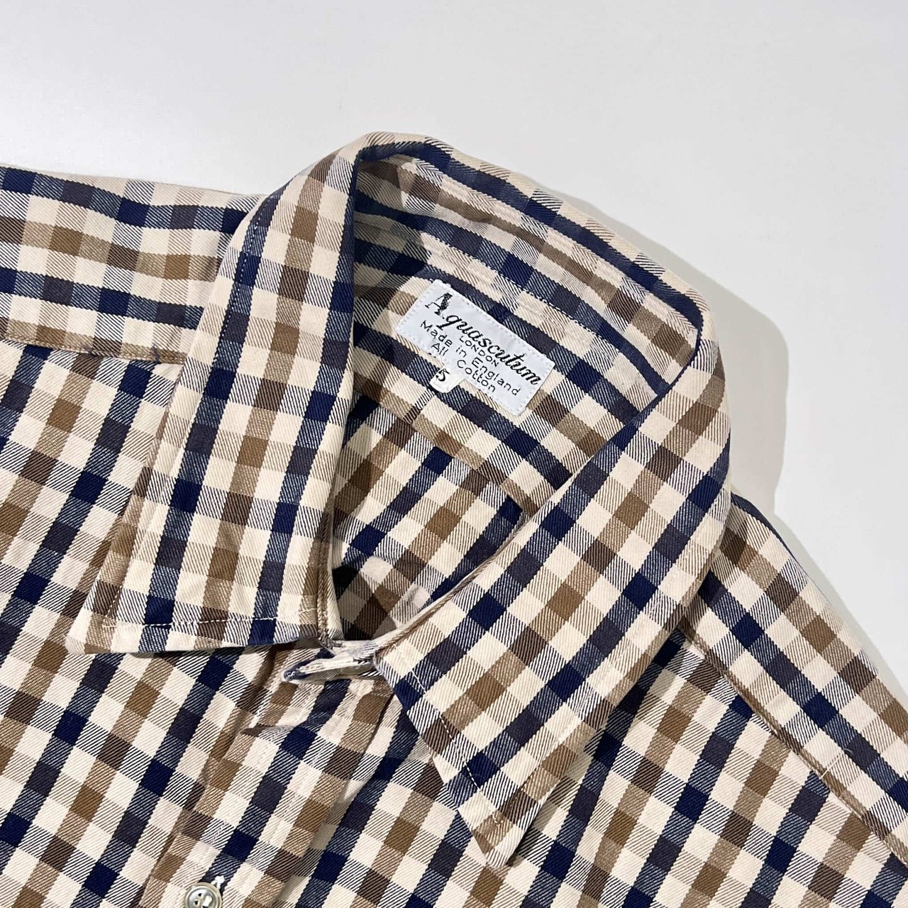 イギリス製 Aquascutum アクアスキュータム チェック 長袖シャツ 5/マルチ メンズ ビンテージ