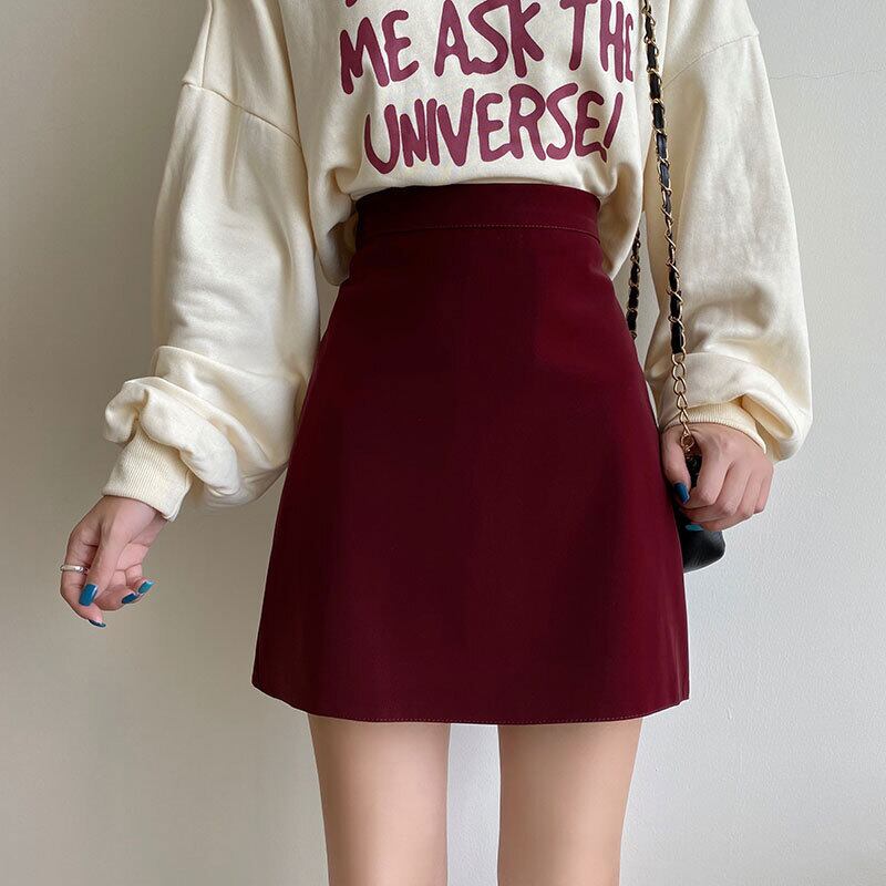 スタンダードスカート スプリングオータムウェスト薄手Aライン レトロ 春物 秋物 萌量不足53880703810