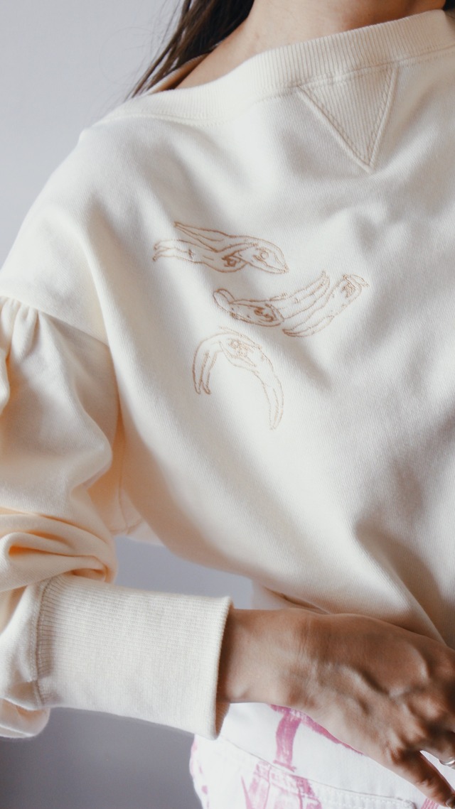 【Subin Kim × nude】-Cream- Embroidery Original Sweat