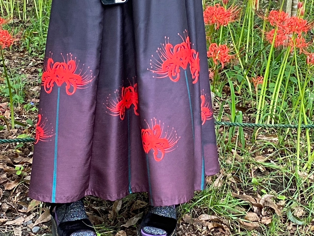 彼岸花ハイウエストギャザースカート(受注生産品)