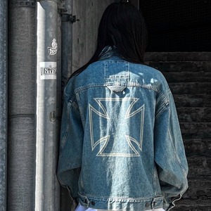 【VETEMENTS】BIKER CROSSES ZIP DENIM JACKET