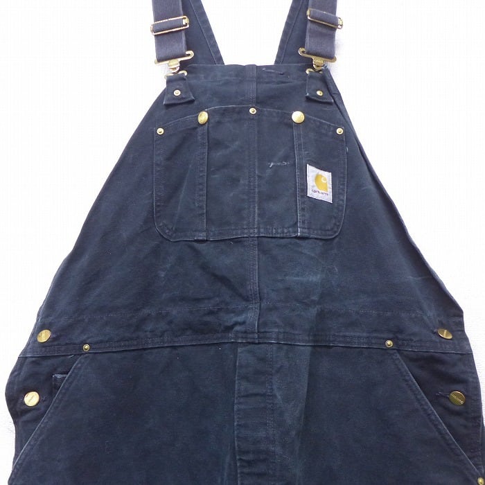 90年代 メキシコ製 Carhartt カーハート オーバーオール  ワーク  ダック地 裏地キルティング ベージュ (メンズ 42×32)   N5839