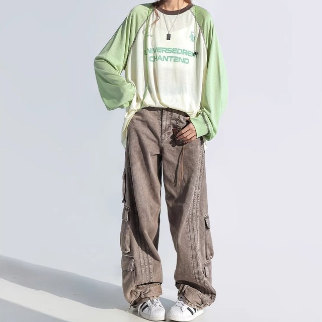 レトログラフィックラグランロングスリーブTシャツ 4col   R01860