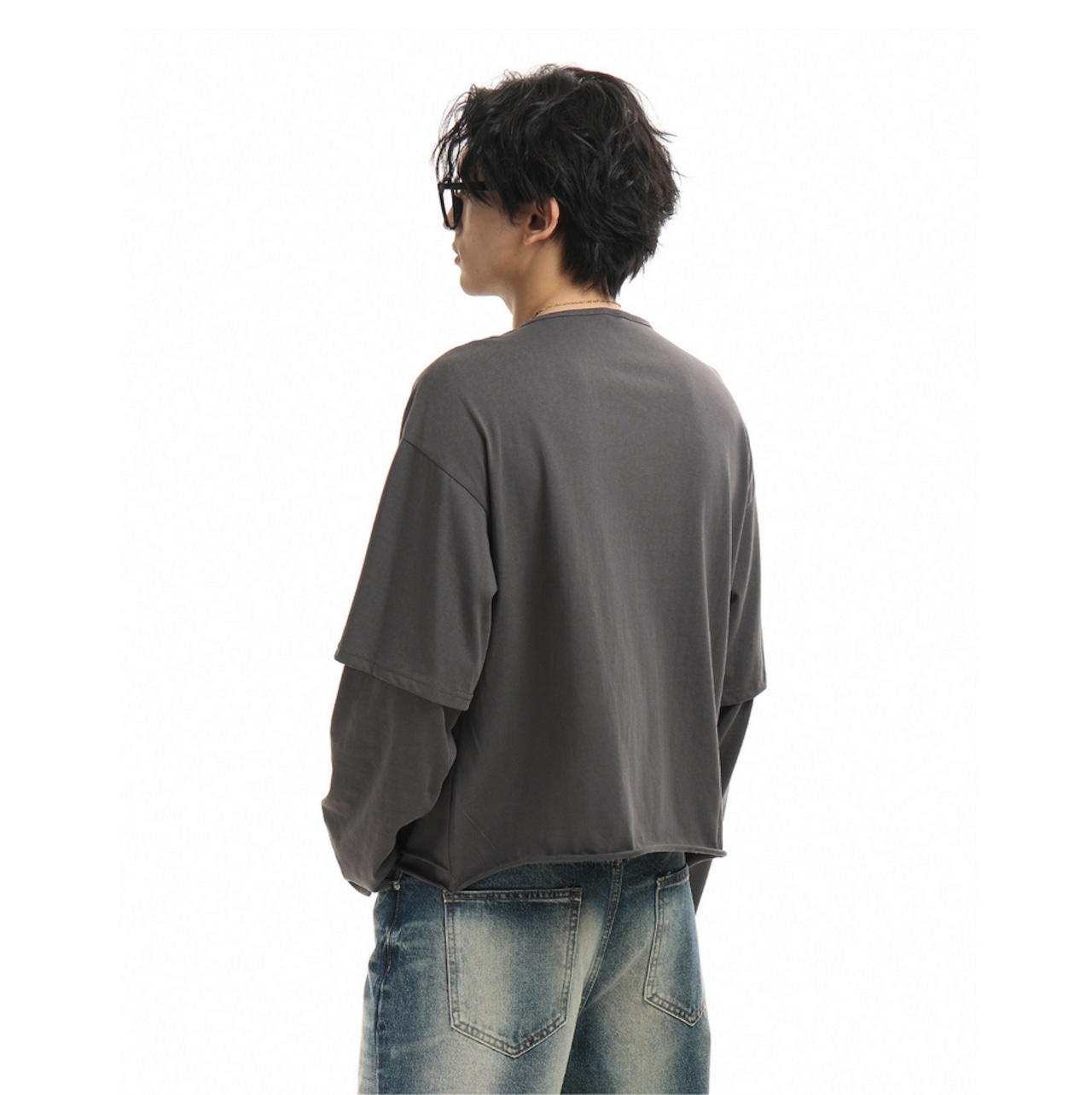 VINTAGE ストリート ヘンリーネック ロングTシャツ T2018