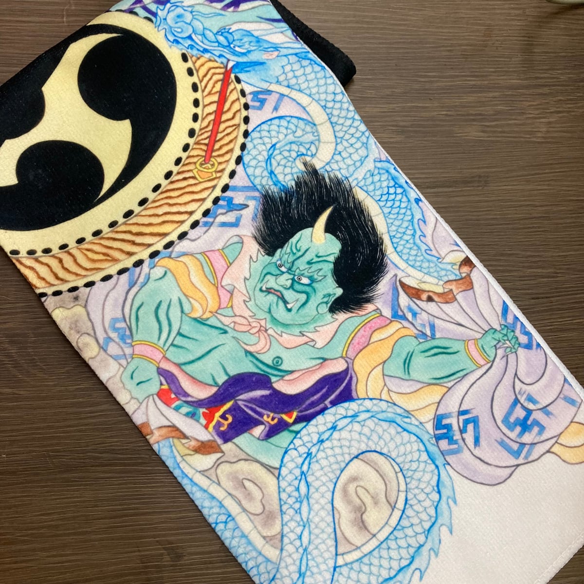 058】「風神雷神」マフラータオル ねぶた師立田龍宝 令和4年度下絵柄