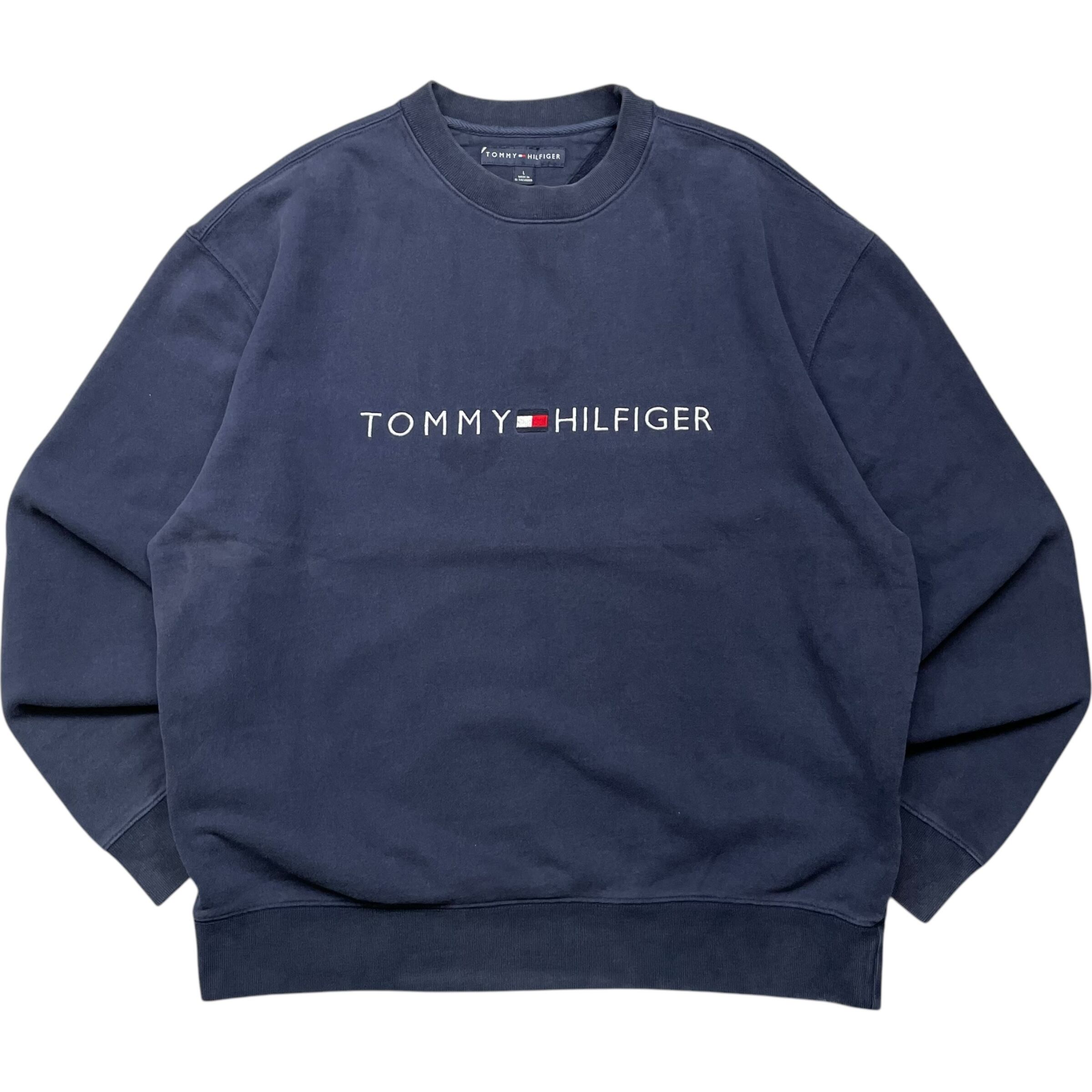 《L》 TOMMY HILFIGER トミーヒルフィガー スウェット ロゴ ネイビー no.5329