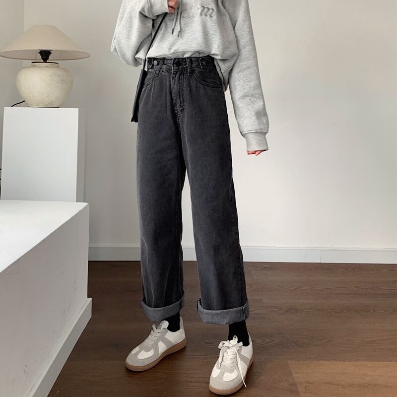 ブラックジーンズ スプリングオータムルーズパンツ スリムロング 春物 秋物 1号婦人62240349529