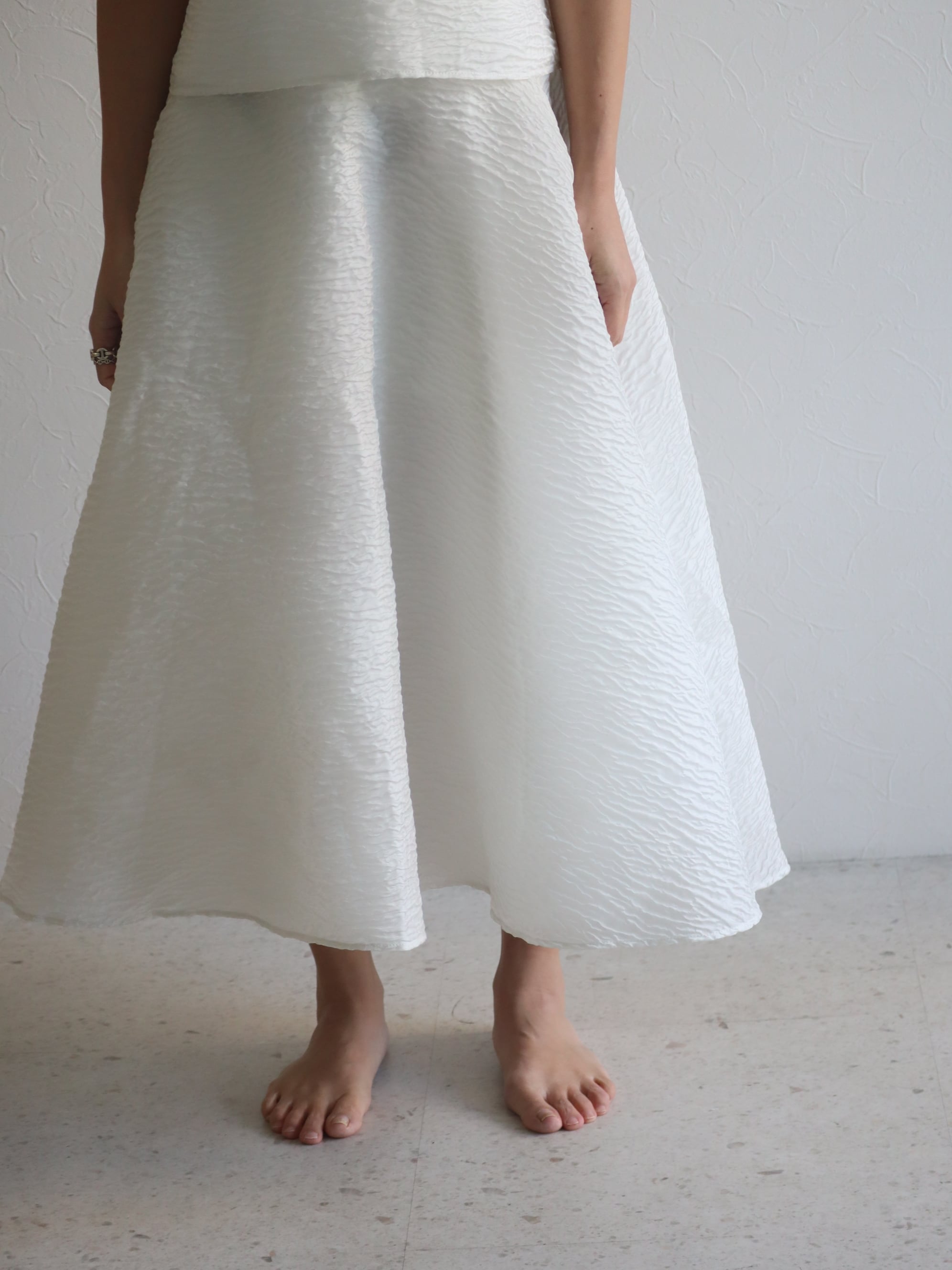 sheer jacquard skirt (white)