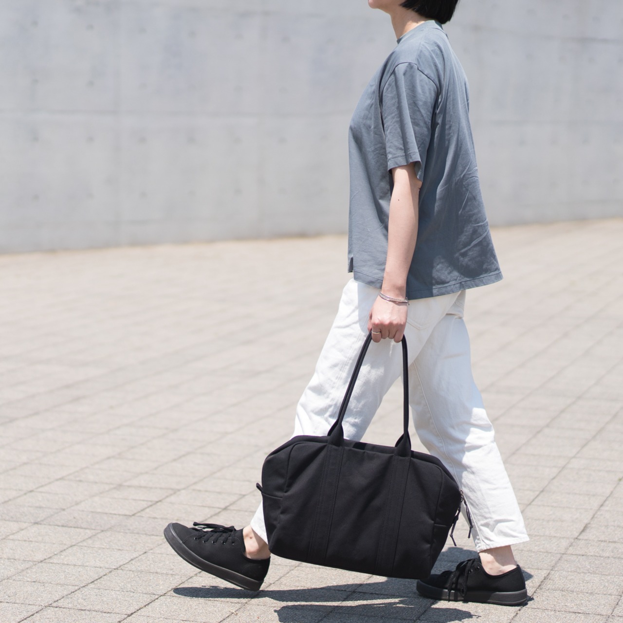 帆布のボストンバッグM ブラック