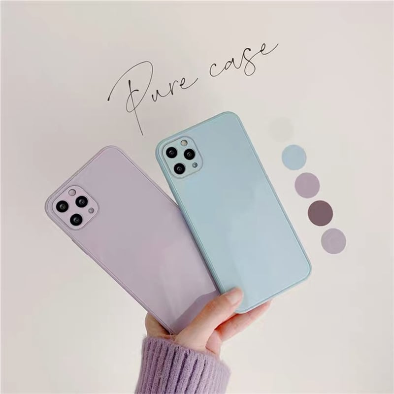 上品な淡色❤︎おしゃれ シンプル 無地 パステルカラー iphoneカバー 艶 スマホケース 2color ND-14423