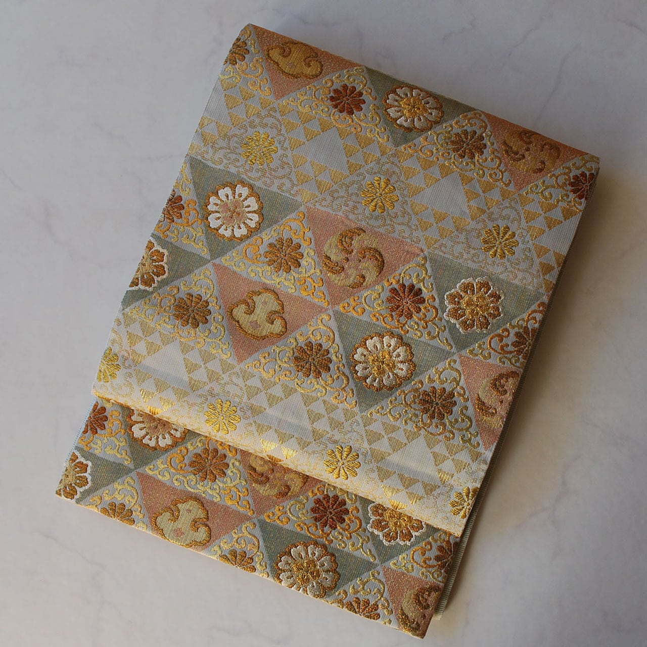 【ふくろ帯】鱗文に華唐草文 ふくろ帯