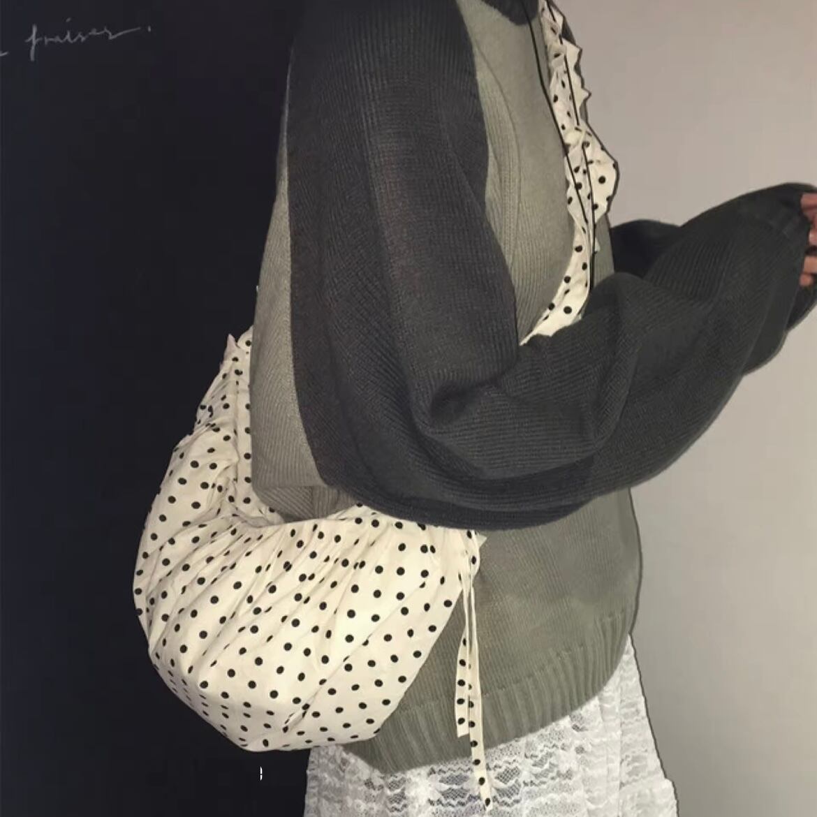 dot crescent moon bag