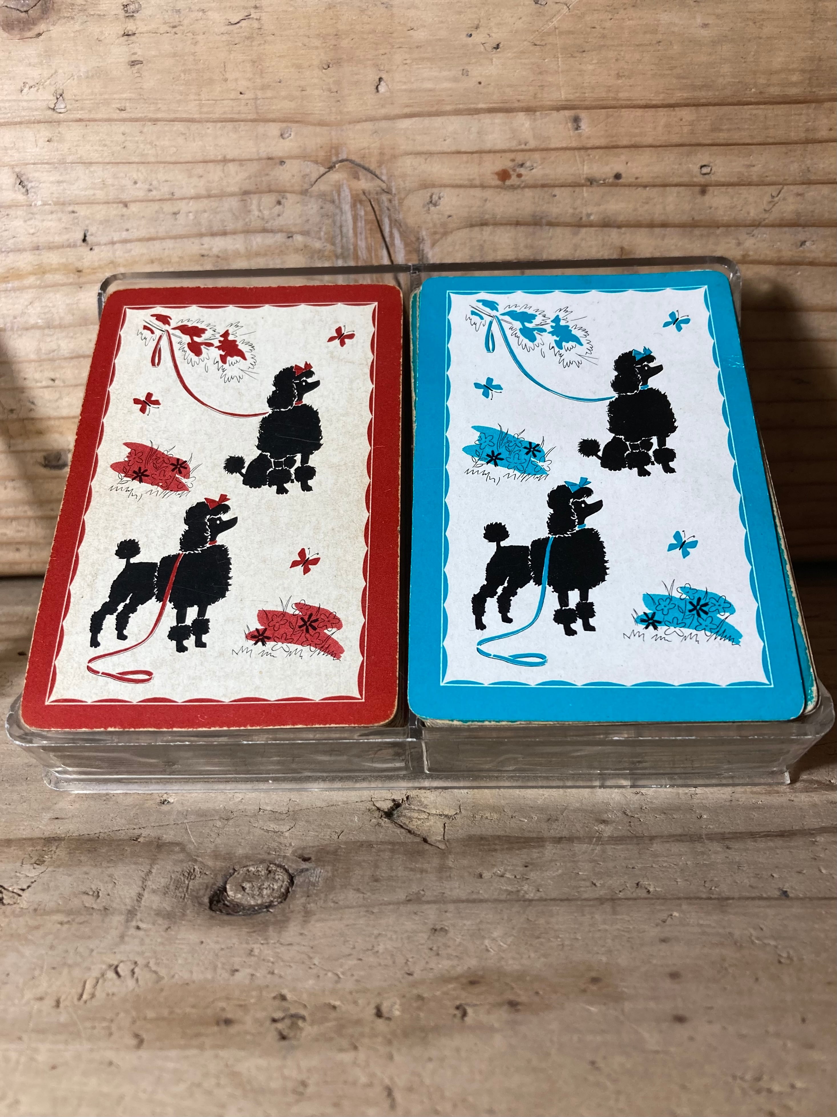 50s POODLE PLAYING CARDS (beady antiques)